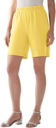 Roaman's Plus Size Soft Knit Pull On Short in Banana at Nordstrom, Size Medium