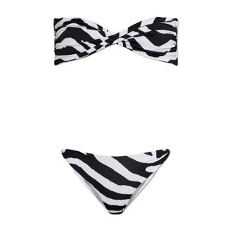 Balmain Bikinis, female, White, Size: 2XS Zebra Two-piece Swimsuit