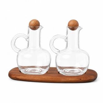 Be Home Oil & Vinegar Cruet Set with Acacia Tray in Brown at Nordstrom