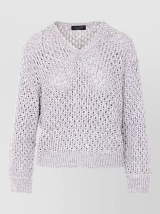 Fabiana Filippi knitwear v neck open knit ribbed hem