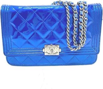 Chanel Pre-owned Leather chanel-bags - Dames - Vintage Schoudertas - Blauw - ONE Size - Vintage