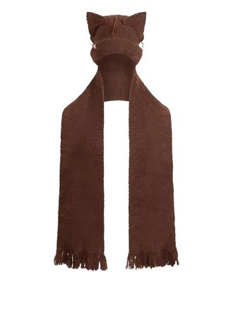 Charles Jeffrey Loverboy cat-ear fringed beanie scarf - Brown