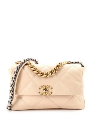Chanel 19 Flap Bag Quilted Leather Large crossbody bag - Neutrals