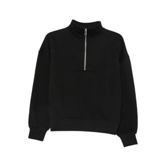 Calvin Klein Sweatshirts, female, Black, Size: XS Funnel Neck Half-Zip Sweatshirt
