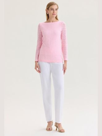 Misook Lined Tonal Burnout Soft Knit Tunic in Pink at Nordstrom, Size Xx-Large