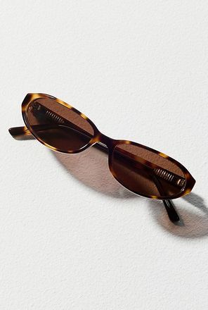 Lu Goldie Slim Angled Tort Sunglasses