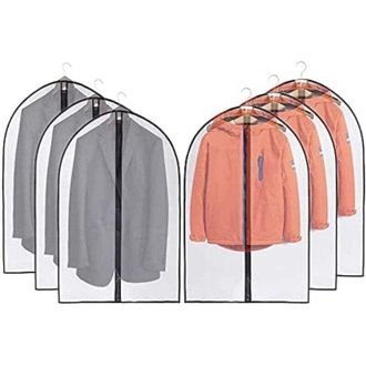 OEM Funda Para Ropa Antipolvo, Transparente, De Peva, Lavable, Con Cremallera, 100 Cm, Paquete De 6 - Crezuo
