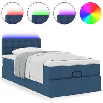 vidaXL Estructura De Cama Otomana Con Colch&oacute;n Tela Azul 90x190 Cm Vidaxl