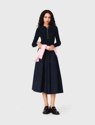 Maje Polo Collar Ribbed Jumper - Navy - Maje