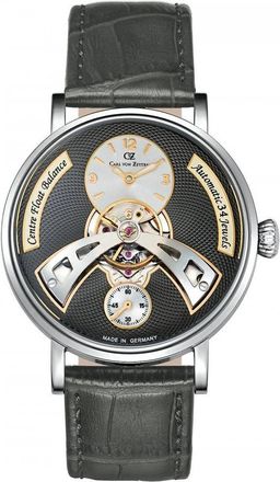 Carl von Zeyten Automatic Watch - Heren - Horloges - Grijs - ONE Size - Leer - Accessoires