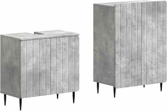 vidaXL Juego De Gabinete De Ba&ntilde;o De 2 Piezas Zwolle Gris Hormig&oacute;n Vidaxl
