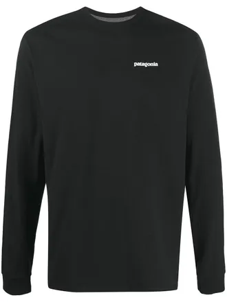 Patagonia P-6 long-sleeved T-shirt - men - Recycled Cotton/Recycled Polyester - S - Black