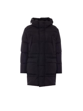 Add Black Quilted Long Polyamide Down Coat