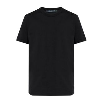 Dolce & Gabbana T-Shirts, male, Black, Size: 2XL Round Neck T-Shirt