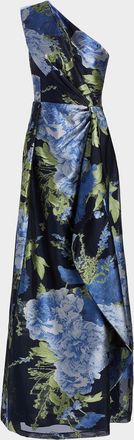 Kay Unger Daisy One-Shoulder Organza Jacquard Gown