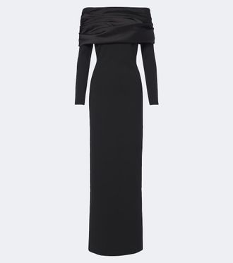 Solace London Bradshaw off-shoulder cr&ecirc;pe and satin gown