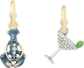 Kurt Geiger Pav&eacute; Lobster & Martini Mismatch Drop Earrings in Blue Multi at Nordstrom