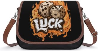 Generic Luck Number 7 with Dice Crossbody Bag Womens Handbag PU Message Bags Shoulder Purse with Adjustable Strap