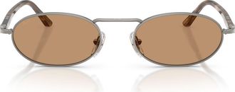 Persol 55mm Rectangular Sunglasses in Gunmetal /Brown at Nordstrom