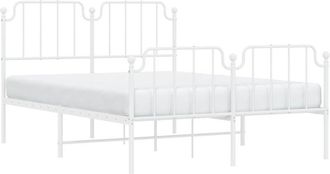 vidaXL Estructura Cama Sin Colch&oacute;n Con Estribo Metal Blanco 140x200 Cm Vidaxl