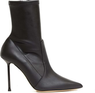 Ninalilou Elasticated Leather Ankle Boots With High Stiletto Heel