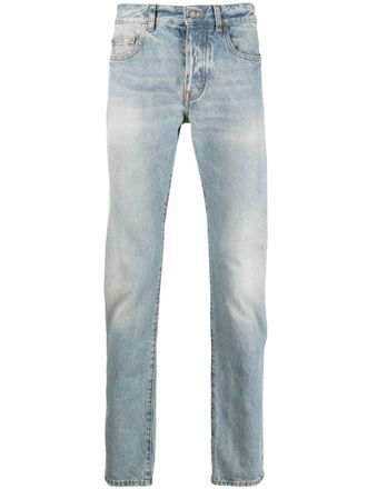 Saint Laurent logo-plaque slim-cut jeans - Blue