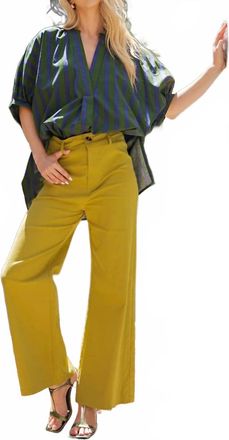Glam High-Waist Straight Pants In Yellow
