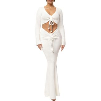 JLUXLABEL Resort Crop Top & Skirt in Ivory at Nordstrom, Size X-Small
