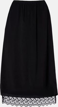 Simone Rocha Gonna midi in cr&ecirc;pe de chine con pizzo