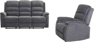 Vente-Unique Sof&aacute; de 3 plazas y sill&oacute;n relax el&eacute;ctrico de tela NEVERS - Gris