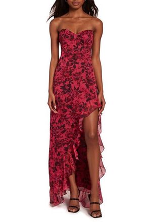 Amanda Uprichard Eden Floral Strapless Gown in Femme at Nordstrom, Size Medium