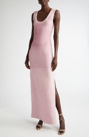 St. John D&eacute;grad&eacute; Sequin Stripe Body-Con Knit Dress in Camellia at Nordstrom, Size Medium