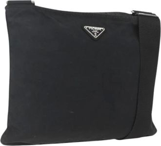 Prada Pre-owned Cross Body Bags, female, Black, Size: ONE SIZE Pre-owned Nylon Cross Body Bag