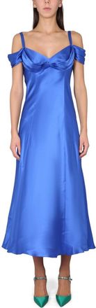 Alberta Ferretti Blue Off Shoulder Midi Dress