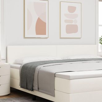 vidaXL LED Headboard with LED Strip Lights Manual Cream 200 cm Fabric vidaXL