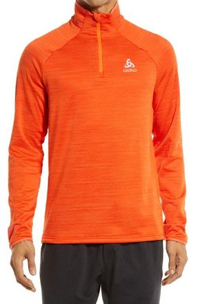 Odlo Run Easy Half-Zip Mid-Layer Top in Pureed Pumpkin Melange at Nordstrom, Size X-Large