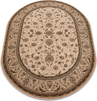 RugsX Rugsx - Alfombra De Lana Omega Oval Aries Flores Perla Beige 200x300 Cm