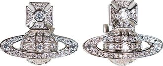 Vivienne Westwood Bas Relief Oorbellen met Cubic Zirconia - Dames - Oorbellen - Grijs - ONE Size - Accessoires
