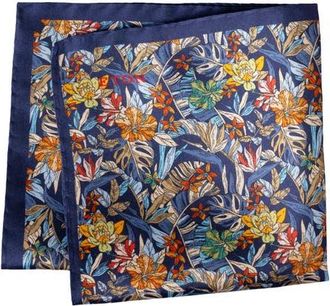 Eton Tropical Print Silk Pocket Square in Navy at Nordstrom