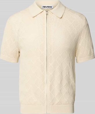 Review Regular Fit Strickhemd mit durchgehendem Reißverschluss in Ecru, Größe XL