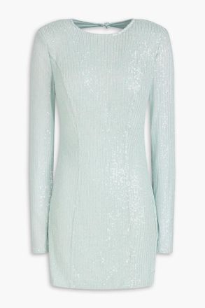 Rotate Cutout sequined tulle mini dress - Blue - DE 34