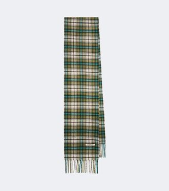 Auralee Sciarpa in cashmere a quadri con frange