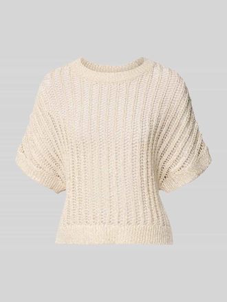 Comma Strickpullover mit 1/2-Arm und Rundhalsausschnitt in Sand, Gr&ouml;&szlig;e L