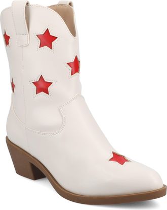 Journee Collection Womens Underwood Medium and Wide Width Western Star Detail Ankle Booties