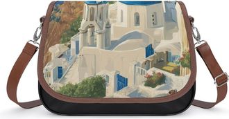 Generic Scenic Greek Greece Poster Womens Crossbody Bag Fashion Shoulder Handbags Message Tote Bag with Adjustable Strap