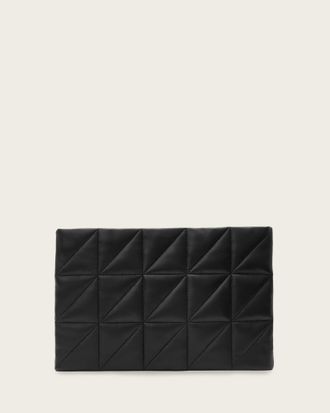 AllSaints Bettina Leather Quilt Clutch Bag