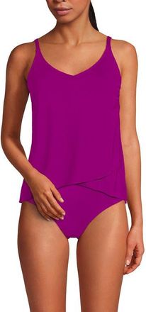 Lands End Tulip Hem Tankini Top in Crimson Rose at Nordstrom, Size Medium P