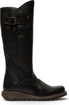 FLY London Fly London Womens Black Leather Wedge Heel Knee High Long Boots - MOL2