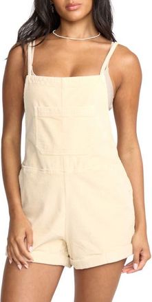 Billabong Wild Pursuit Corduroy Short Overalls in White Cap at Nordstrom, Size X-Small