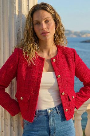 Roman Collarless Boucle Jacket